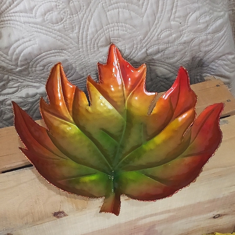 LARGE METAL FALL LEAF BOWL